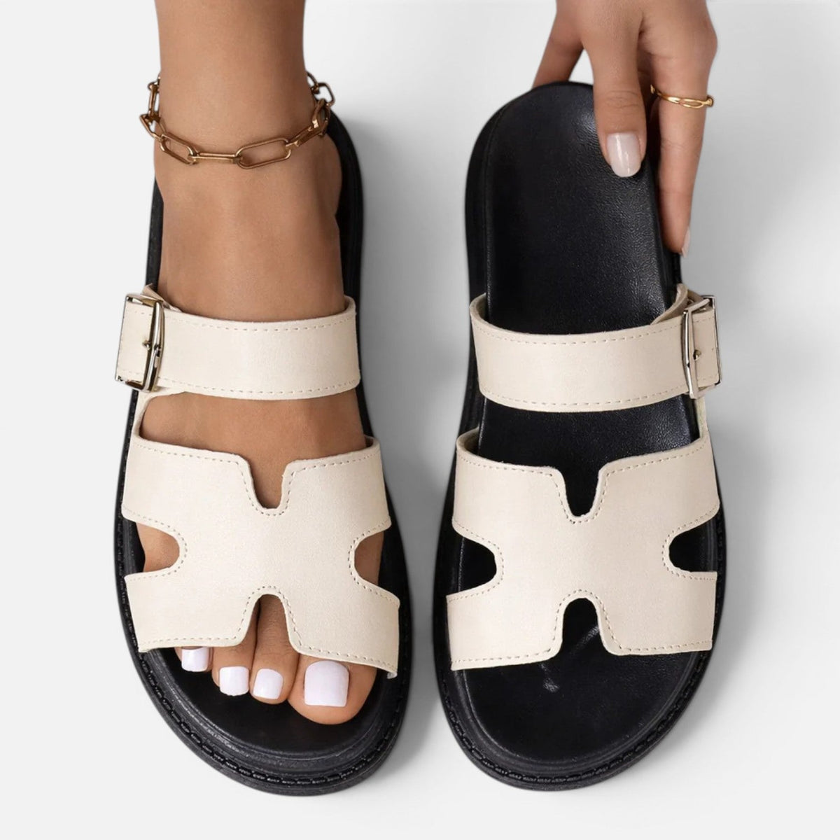 Women's Platform Sandals - Adjustable Buckle Comfort Fit
