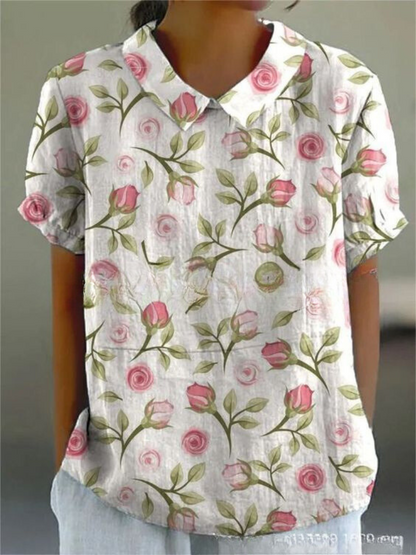 Kynsie | Women's Relaxed Floral Collar Blouse