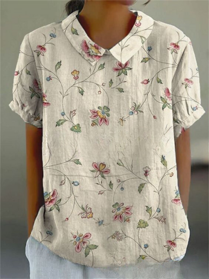Kynsie | Women's Relaxed Floral Collar Blouse