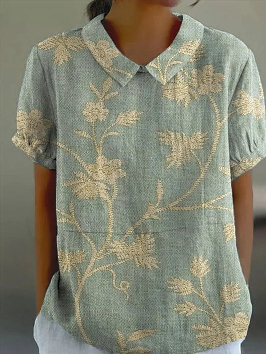 Kynsie | Women's Relaxed Floral Collar Blouse