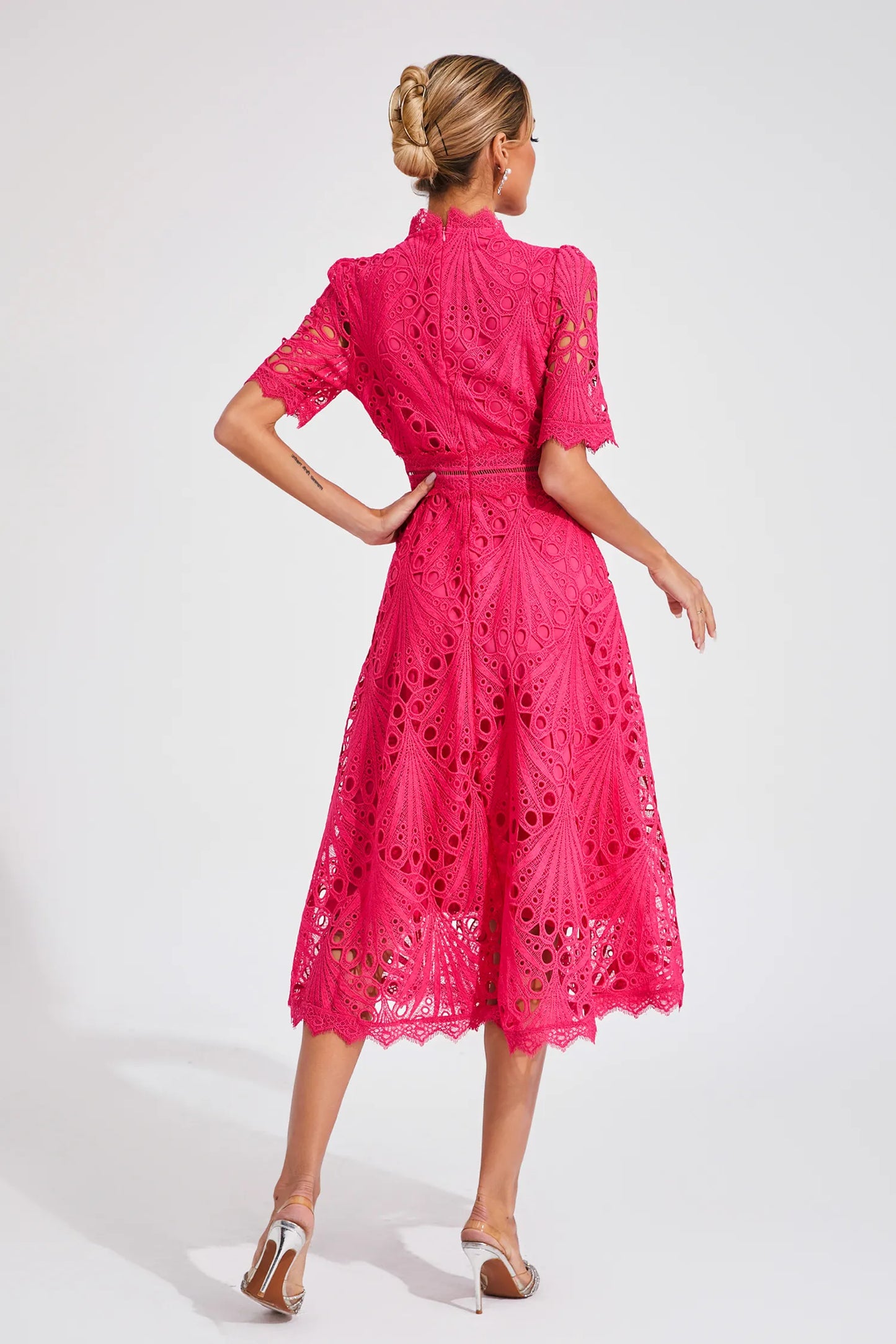 Monica | Sophisticated Lace Wedding Guest Dress Women Elegant Style