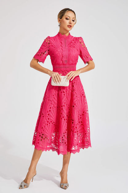 Monica | Sophisticated Lace Wedding Guest Dress Women Elegant Style