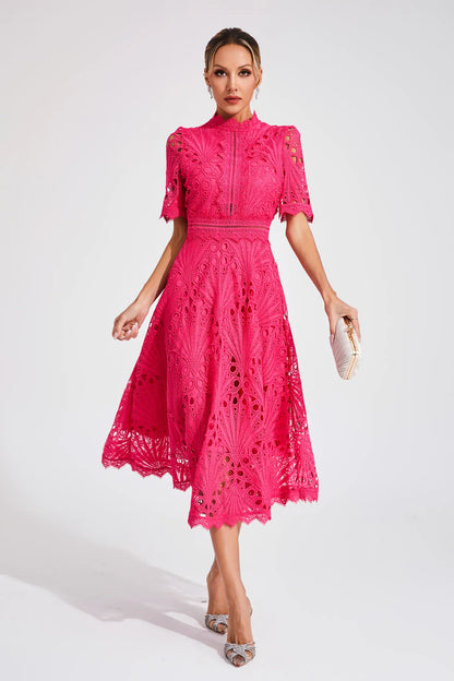 Monica | Sophisticated Lace Wedding Guest Dress Women Elegant Style