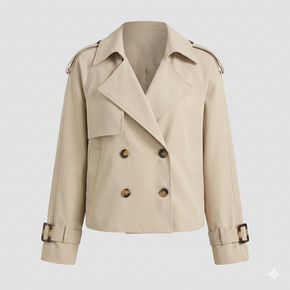 Women's Cropped Trench Coat - Belted Casual Jacket