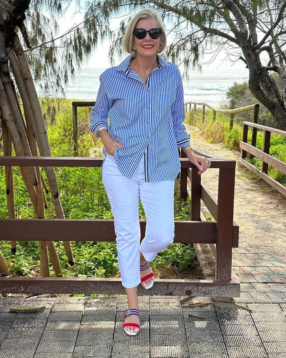 Winsie | Women's Summer Striped Blouse with Chic Everyday Comfort Style