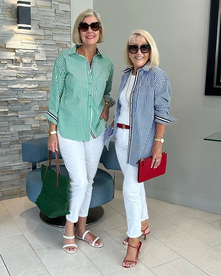 Winsie | Women's Summer Striped Blouse with Chic Everyday Comfort Style