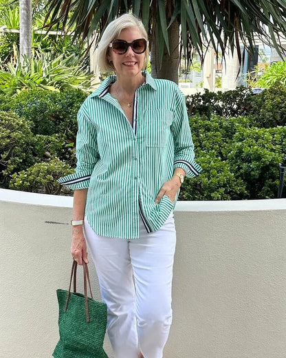 Winsie | Women's Summer Striped Blouse with Chic Everyday Comfort Style