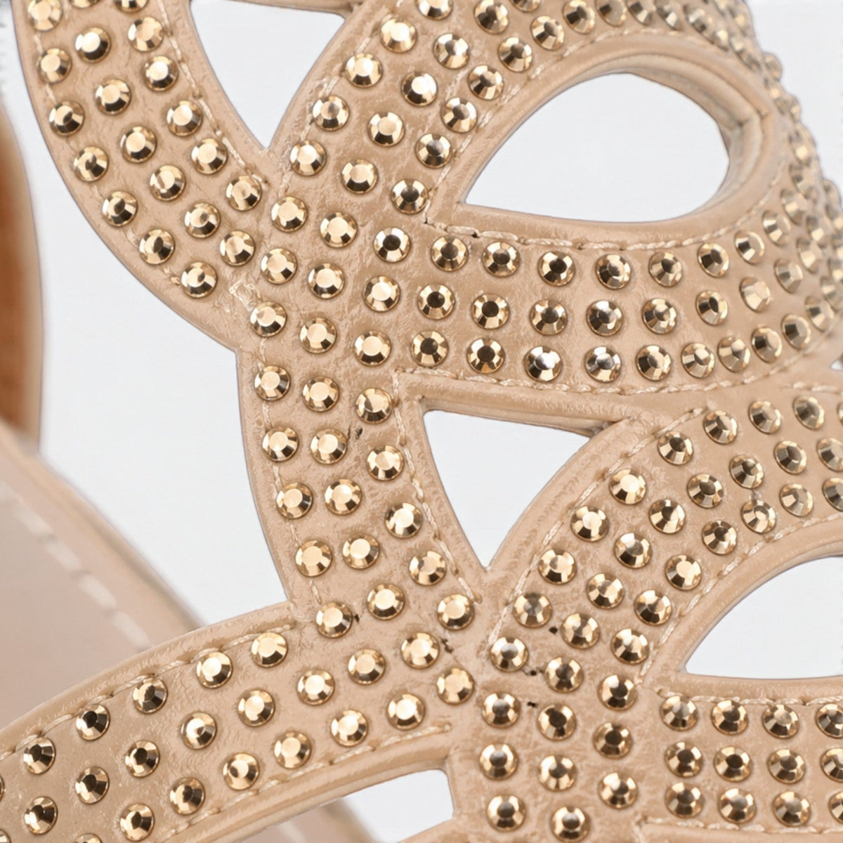 Women's Wedge Sandals - Strappy Rhinestone Detail