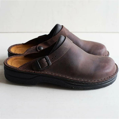 Women’s Leather Clogs – Comfortable Slip-On Shoes with Supportive Footbed