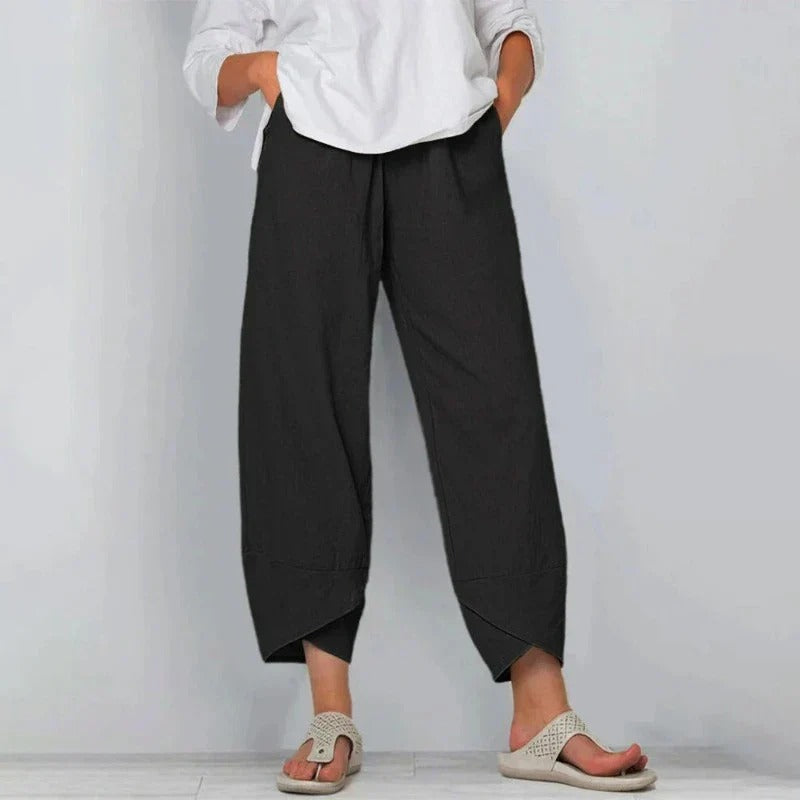 Oaksy | Cropped Loose Fit Pants Women Casual Style