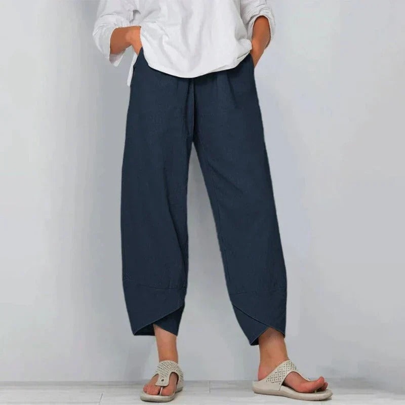 Oaksy | Cropped Loose Fit Pants Women Casual Style