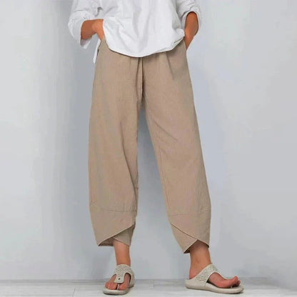 Oaksy | Cropped Loose Fit Pants Women Casual Style
