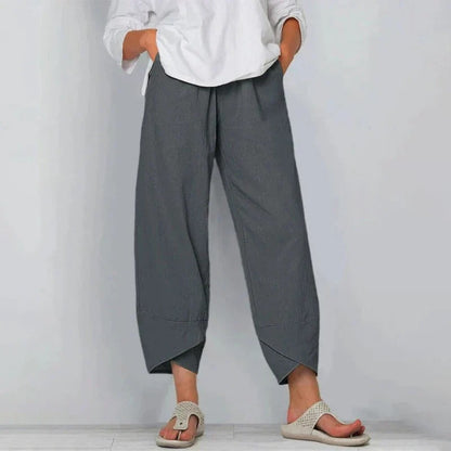 Oaksy | Cropped Loose Fit Pants Women Casual Style