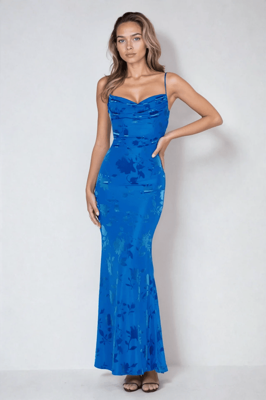 Isolde Collection | Women's Floral Strap Maxi Dress with Open Back | Elegant Summer Dress for Special Occasions 0