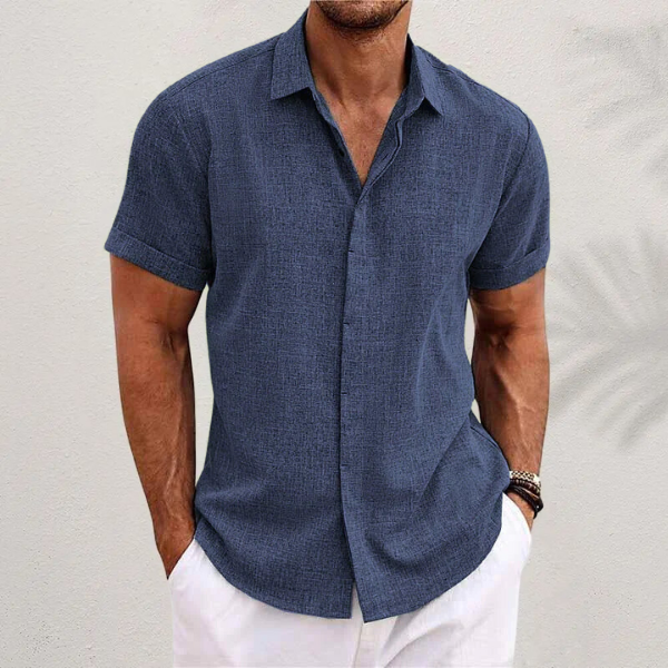 Lauro Collection | Men's Linen Summer Shirt with Open Collar & Relaxed Fit | Breathable Comfort for Warm Days 0