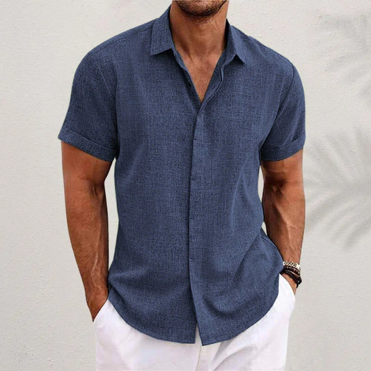 Lauro Collection | Men's Linen Summer Shirt with Open Collar & Relaxed Fit | Breathable Comfort for Warm Days 0