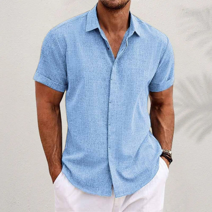 Lauro Collection | Men's Linen Summer Shirt with Open Collar & Relaxed Fit | Breathable Comfort for Warm Days 1