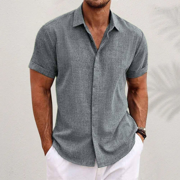 Lauro Collection | Men's Linen Summer Shirt with Open Collar & Relaxed Fit | Breathable Comfort for Warm Days 2