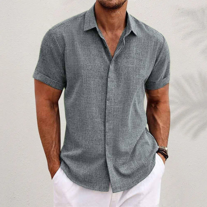 Lauro Collection | Men's Linen Summer Shirt with Open Collar & Relaxed Fit | Breathable Comfort for Warm Days 2
