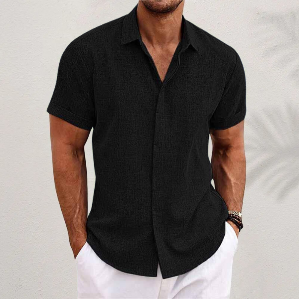 Lauro Collection | Men's Linen Summer Shirt with Open Collar & Relaxed Fit | Breathable Comfort for Warm Days 4