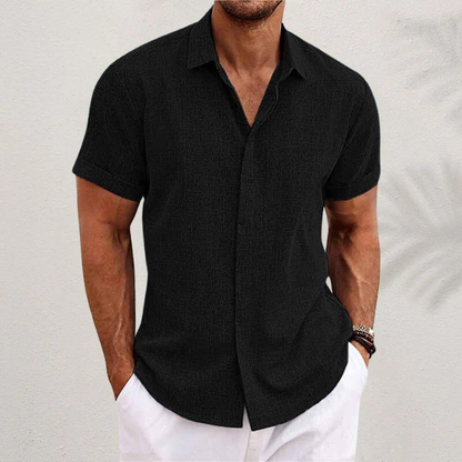 Lauro Collection | Men's Linen Summer Shirt with Open Collar & Relaxed Fit | Breathable Comfort for Warm Days 4