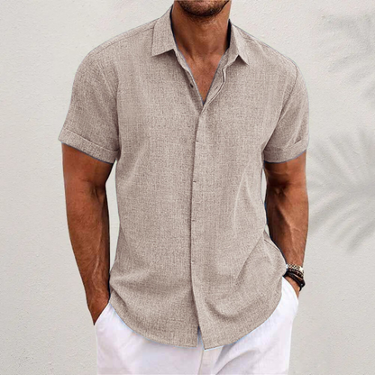 Lauro Collection | Men's Linen Summer Shirt with Open Collar & Relaxed Fit | Breathable Comfort for Warm Days 7