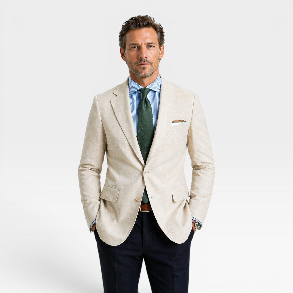 Men's Linen Blazer - Slim Fit Lightweight Jacket