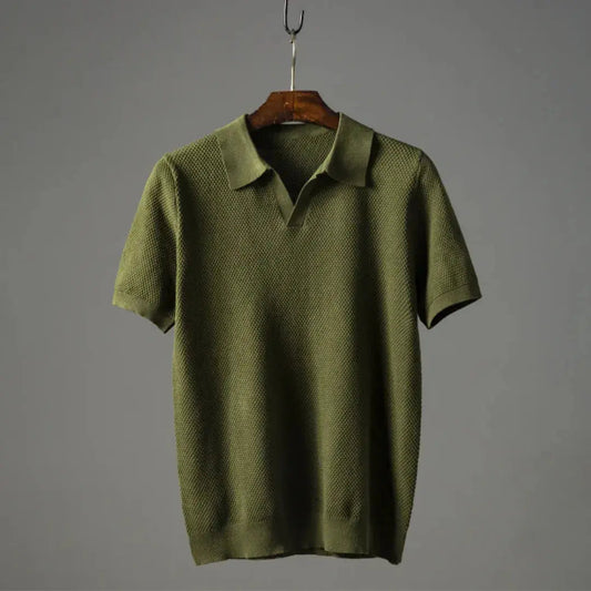 Luxury Collection | Men's Polo Shirt with Textured Waffle Collar | Versatile Essential for Everyday Elegance 0