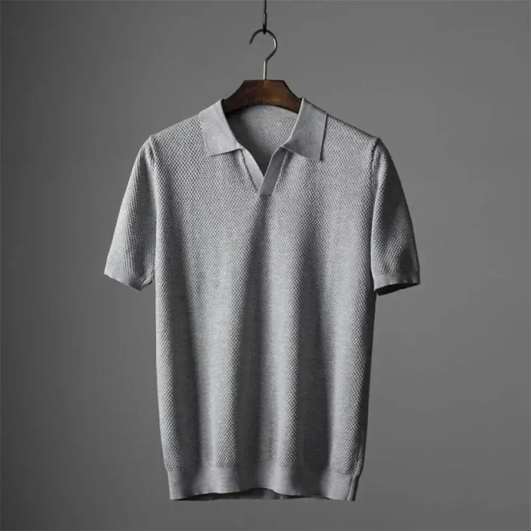 Luxury Collection | Men's Polo Shirt with Textured Waffle Collar | Versatile Essential for Everyday Elegance 1