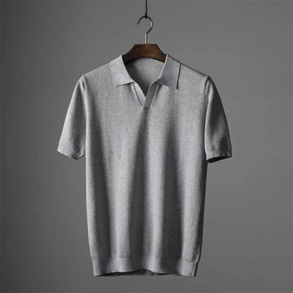 Luxury Collection | Men's Polo Shirt with Textured Waffle Collar | Versatile Essential for Everyday Elegance 1