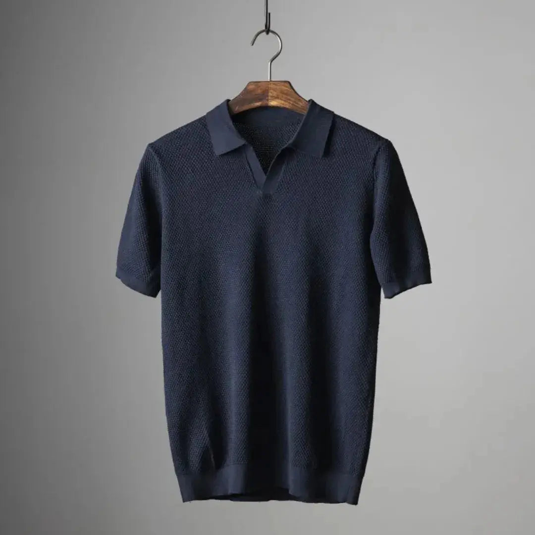 Luxury Collection | Men's Polo Shirt with Textured Waffle Collar | Versatile Essential for Everyday Elegance 3