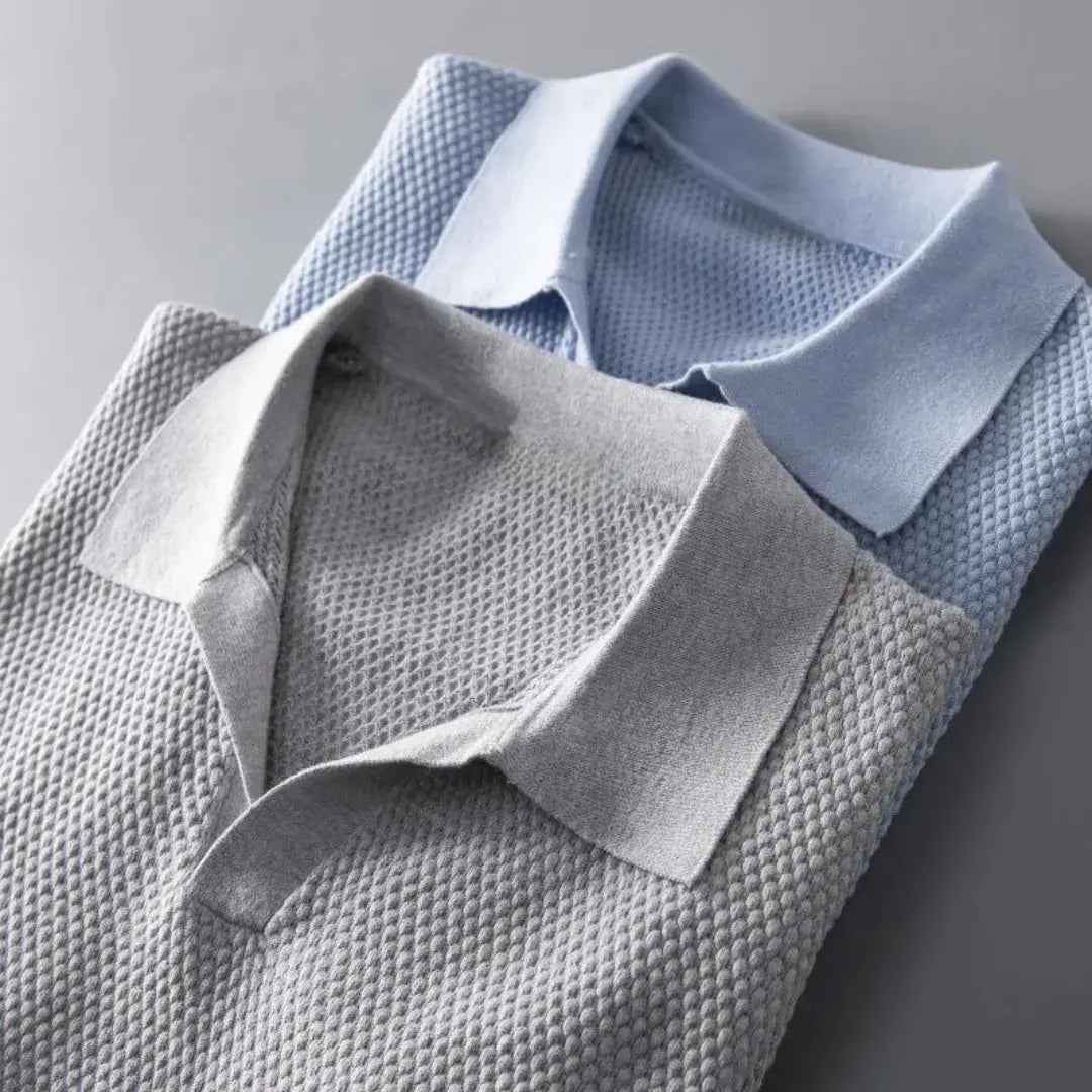 Luxury Collection | Men's Polo Shirt with Textured Waffle Collar | Versatile Essential for Everyday Elegance 4