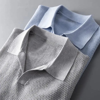 Luxury Collection | Men's Polo Shirt with Textured Waffle Collar | Versatile Essential for Everyday Elegance 4