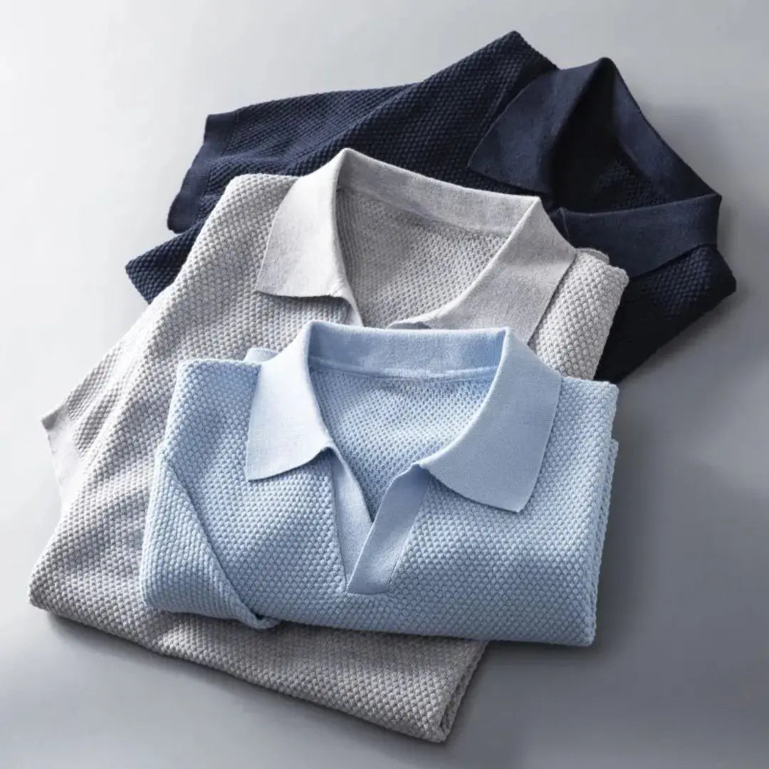 Luxury Collection | Men's Polo Shirt with Textured Waffle Collar | Versatile Essential for Everyday Elegance 5
