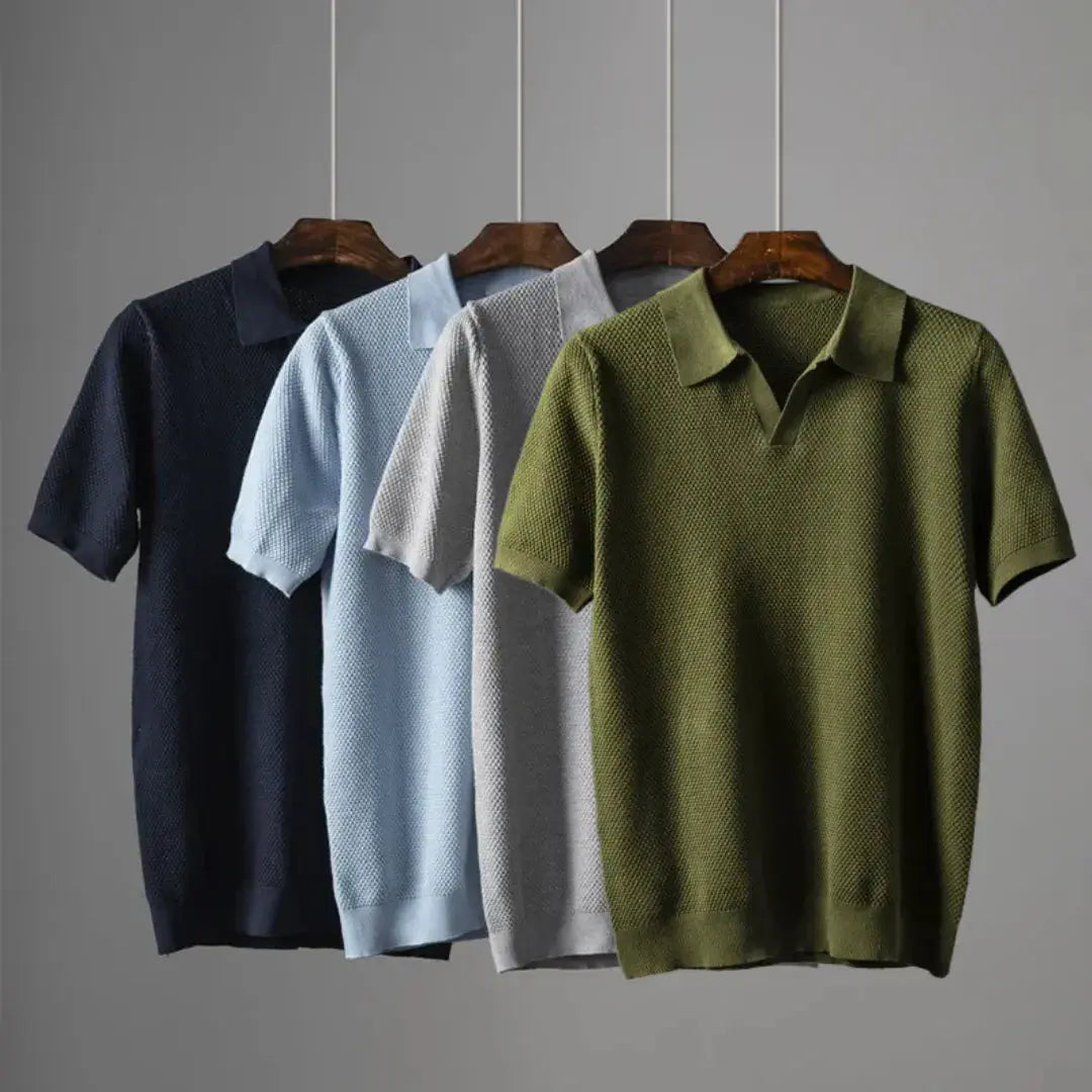 Luxury Collection | Men's Polo Shirt with Textured Waffle Collar | Versatile Essential for Everyday Elegance 6
