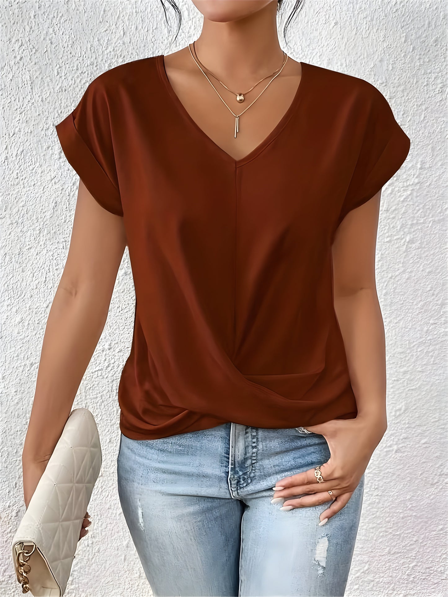 Brenna | Women's Twist Front Top with Chic Modern Flattering Fit