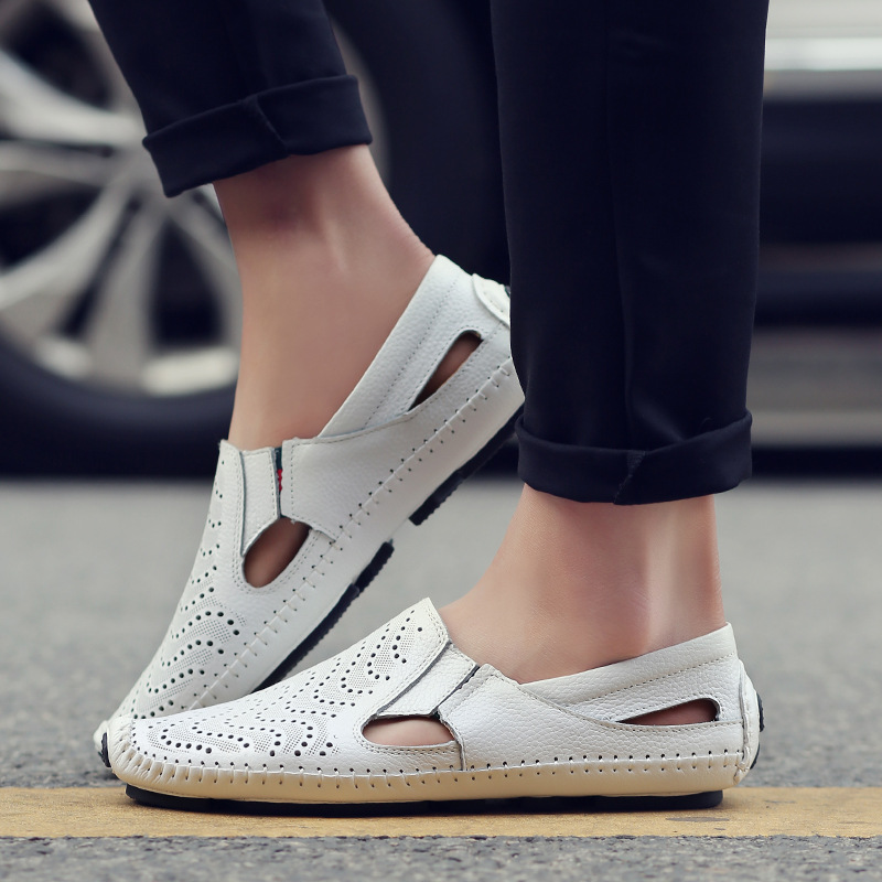 Men's Leather Sandals - Slide Summer Casual Sandals
