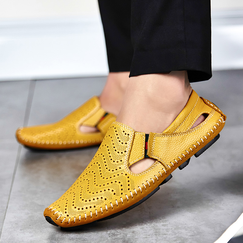 Men's Leather Sandals - Slide Summer Casual Sandals
