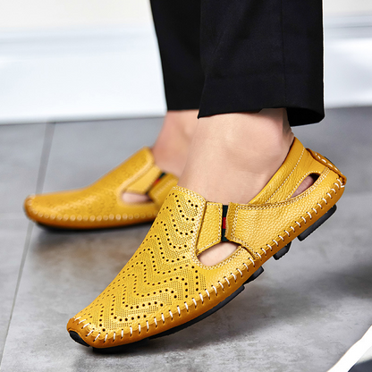 Men's Leather Sandals - Slide Summer Casual Sandals