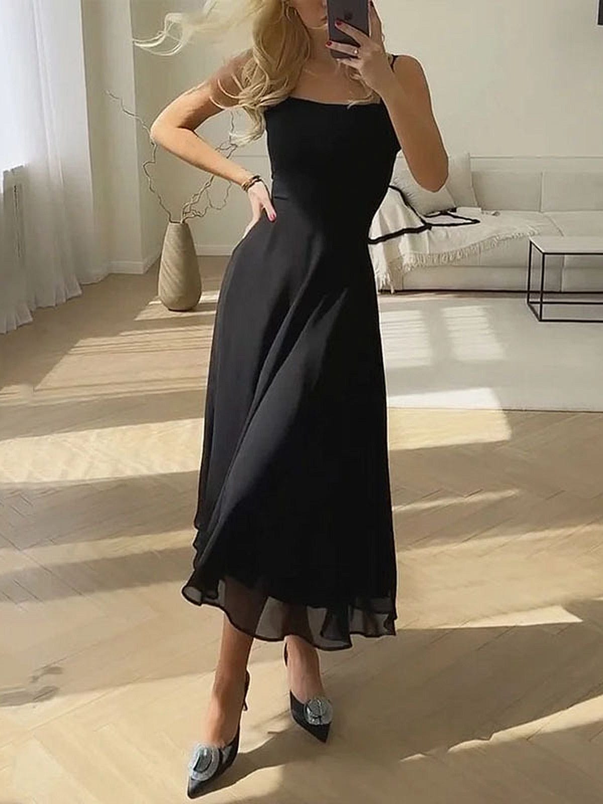 Marcia Collection | Women's Dress with Square Neckline | Flattering A-Line Silhouette for Wedding Guests and Summer Events 1