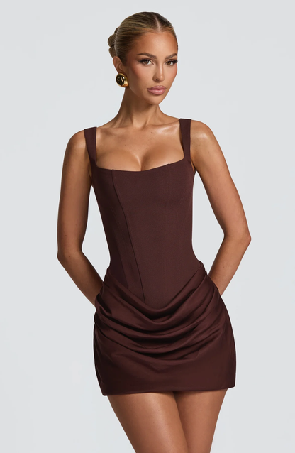 Jovellea | Chic Draped Evening Mini Dress with Stylish Party Wear Design