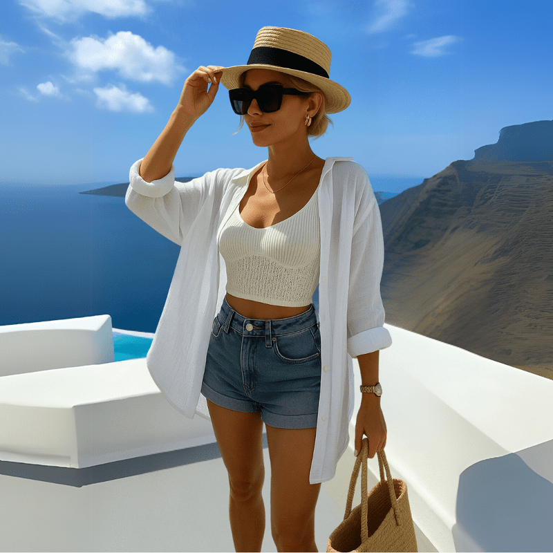 Iridessa | Trendy Bohemian Summer Tunic Shirt with Eye Embroidery Detail