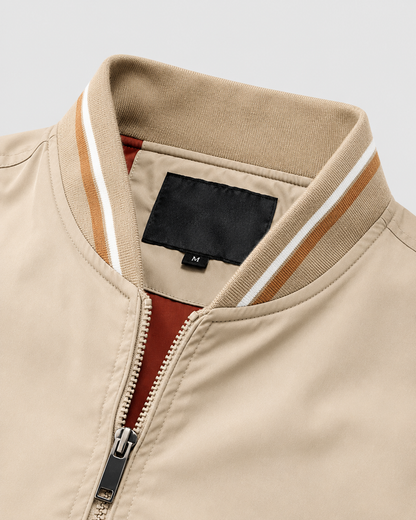 Men's Bomber Jacket - Lightweight Ribbed Trim