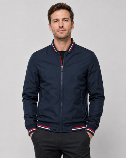 Men's Bomber Jacket - Lightweight Ribbed Trim