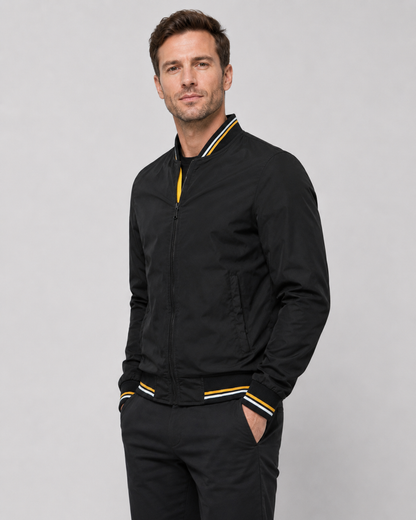 Men's Bomber Jacket - Lightweight Ribbed Trim