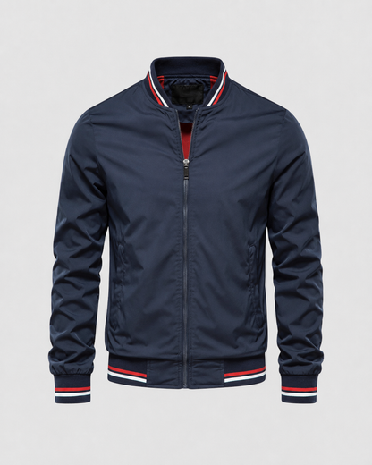 Men's Bomber Jacket - Lightweight Ribbed Trim