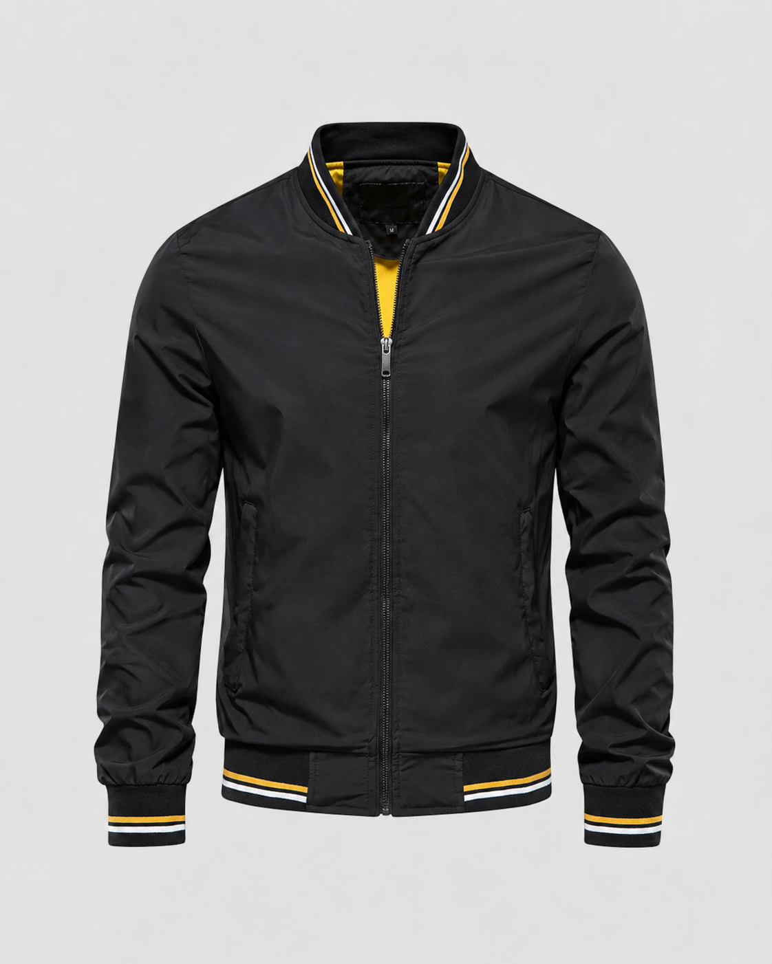Men's Bomber Jacket - Lightweight Ribbed Trim