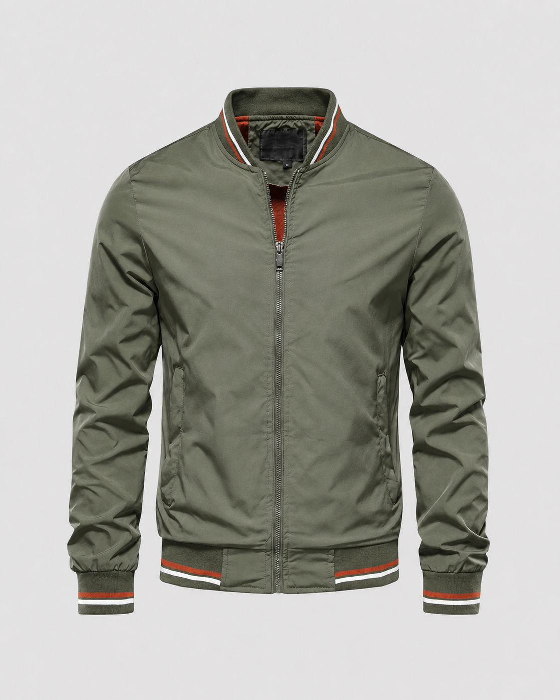 Men's Bomber Jacket - Lightweight Ribbed Trim