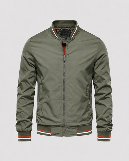 Men's Bomber Jacket - Lightweight Ribbed Trim