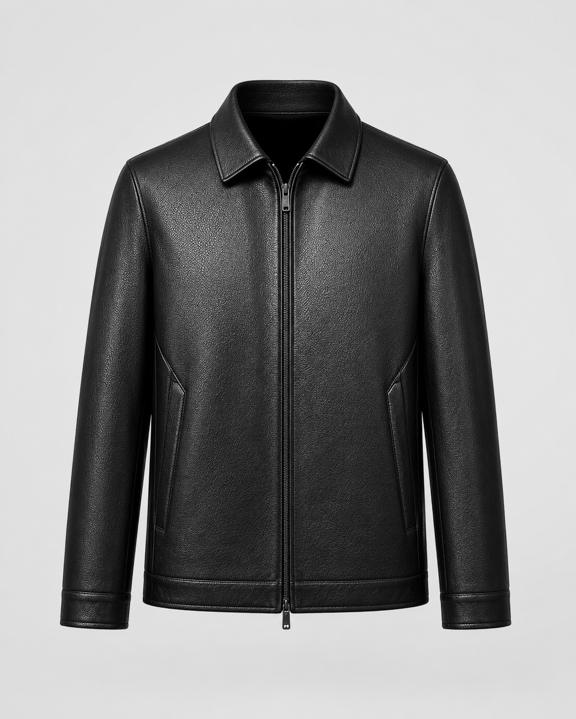 Men's Faux Leather Jacket - Zip Up Classic Collar